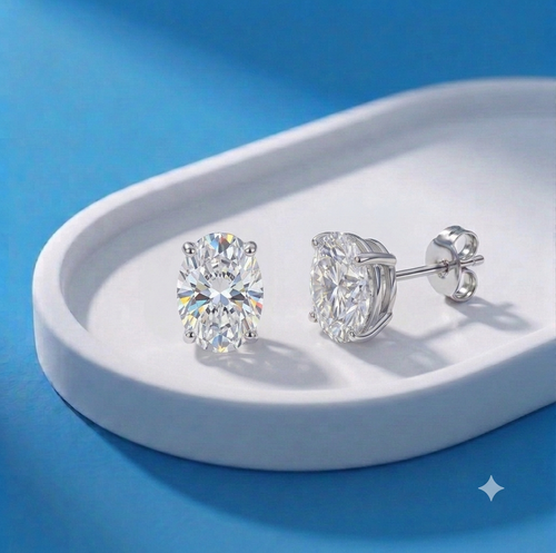 Four-Prong Oval Cut Stud Earrings