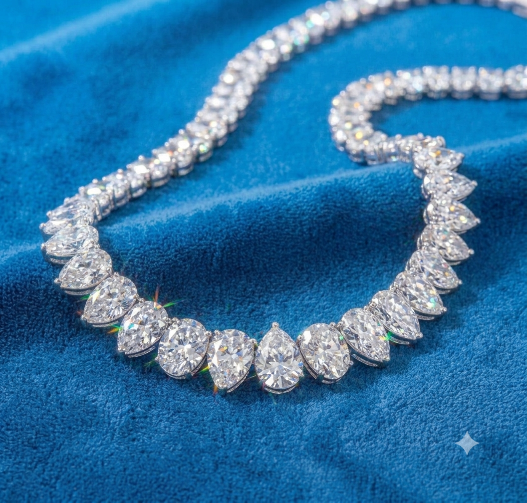 Pear Shape Tennis Link necklace