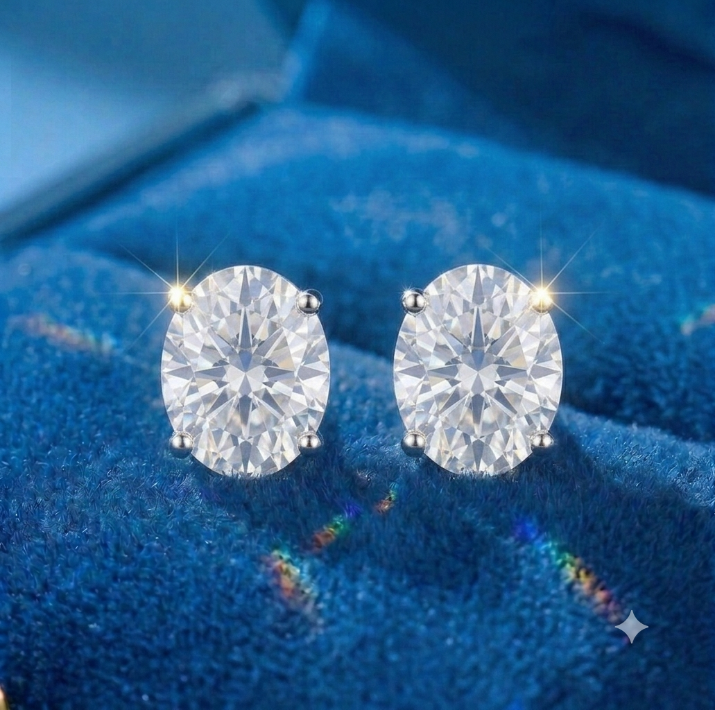 Four-Prong Oval Cut Stud Earrings