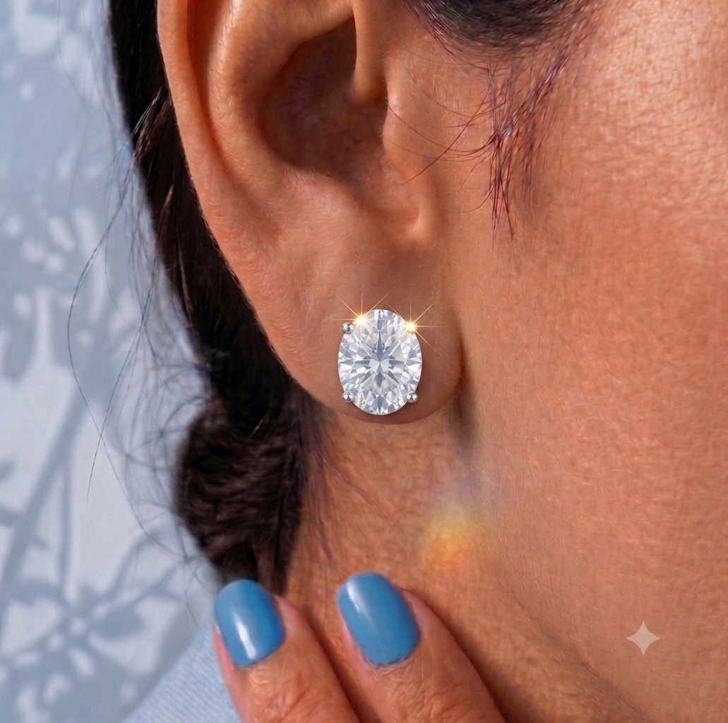 Four-Prong Oval Cut Stud Earrings